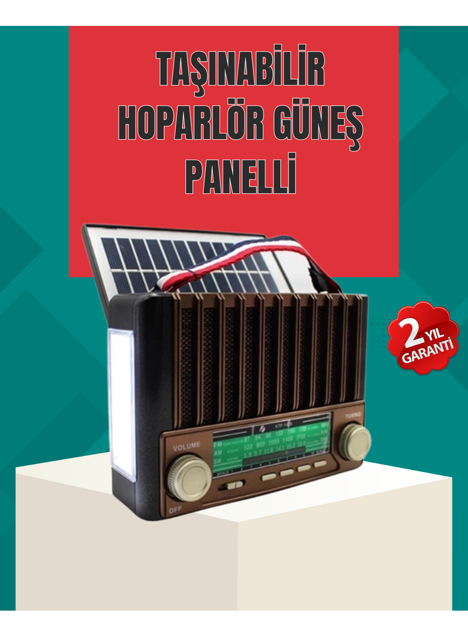 Nostaljik Tasarımlı Solar Şarjlı Radyo AM FM SW ve Bluetooth