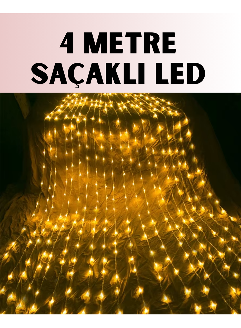 4 Metre Icicle Şelale Led Yılbaşı Perde Işık Sıcak Ambiyans