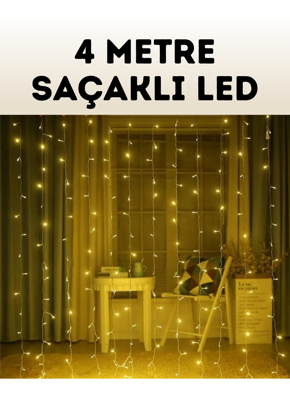 4 Metre Şelale Perde Led Işık Dış Mekan İç Mekan Uyumlu