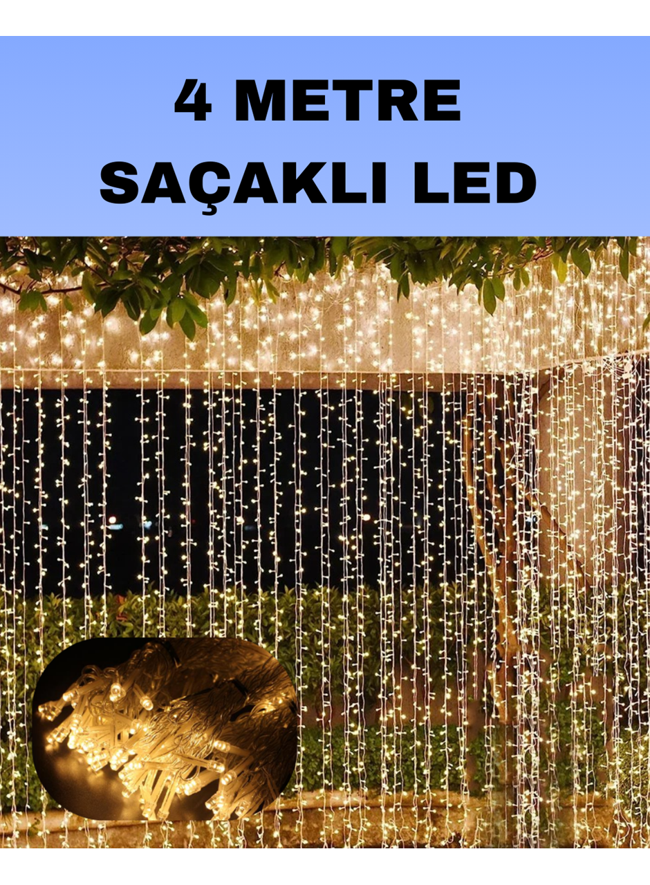 4 Metre Icicle Şelale Led Perde Işık Sarı Aydınlatma