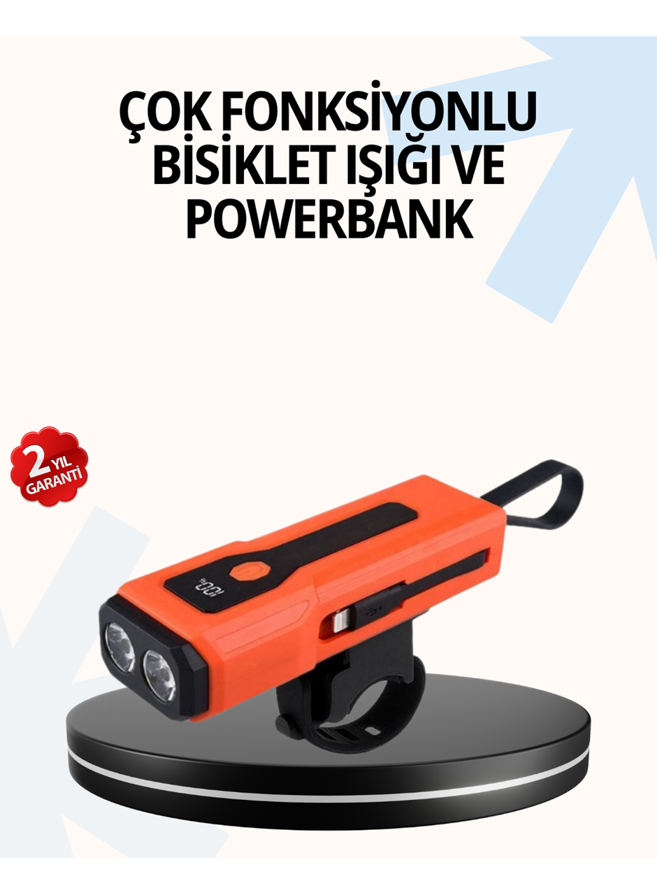Powerbank Özellikli Bisiklet Işığı Dijital Göstergeli Led
