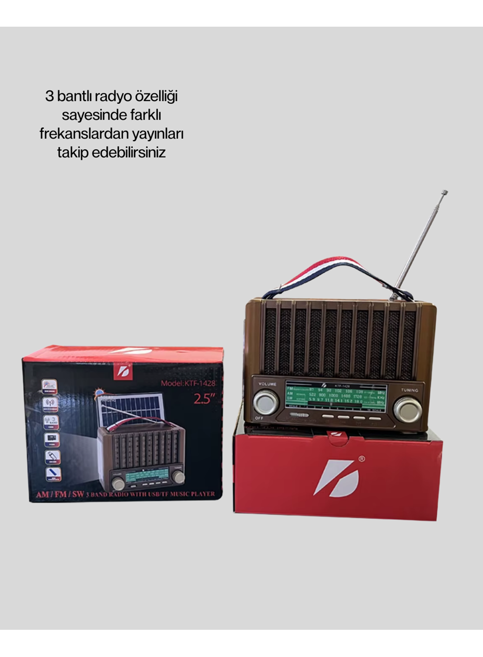 Güneş Enerjili Taşınabilir Radyo ve Bluetooth Hoparlör Çok Fonksiyonlu