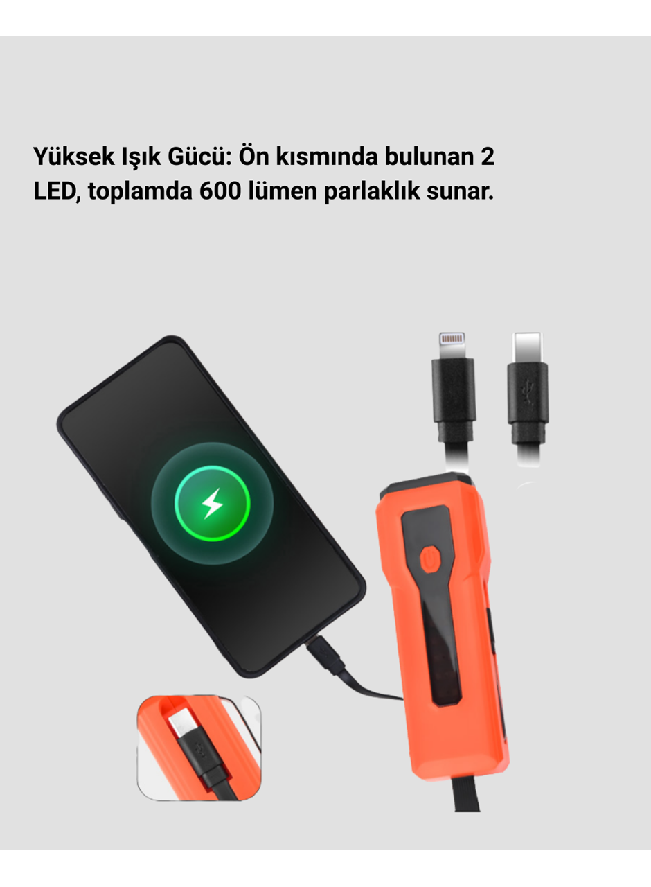 Powerbank Özellikli Bisiklet Işığı Dijital Göstergeli Led