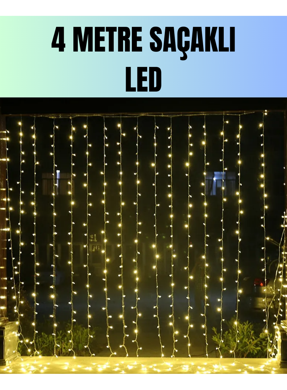 4 Metre Yılbaşı Şelale Led Perde Işık Ev Bahçe Dekor