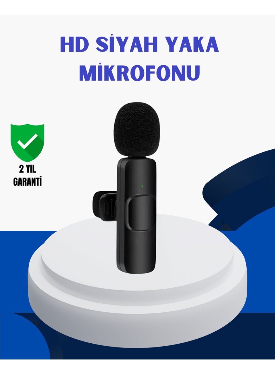 iPhone İçin Çift Mikrofonlu Telsiz Yaka Mikrofonu 360 Derece HD Ses
