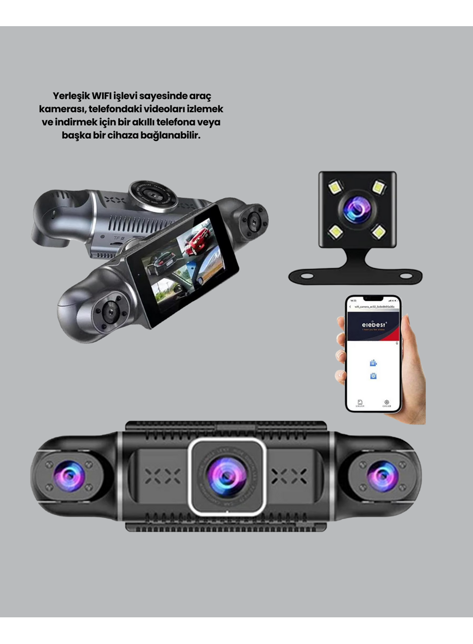 1080P 4 Kanallı Araç Kamerası GPS + WiFi + G Sensör Destekli