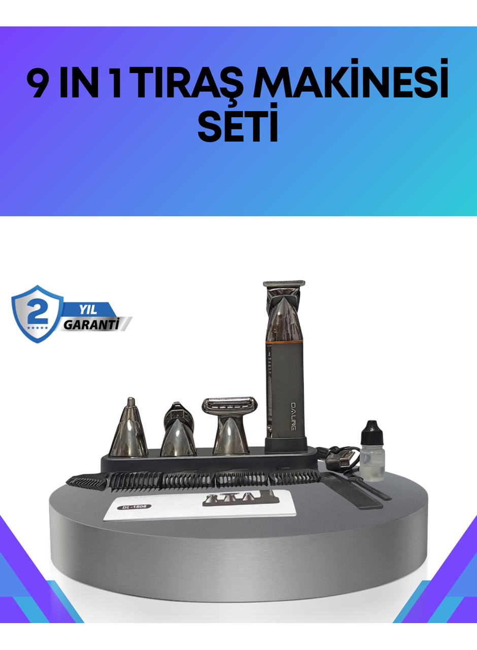 Çok Fonksiyonlu 9’u 1 Arada Tıraş Makinesi Şarjlı Saç Sakal Düzeltici