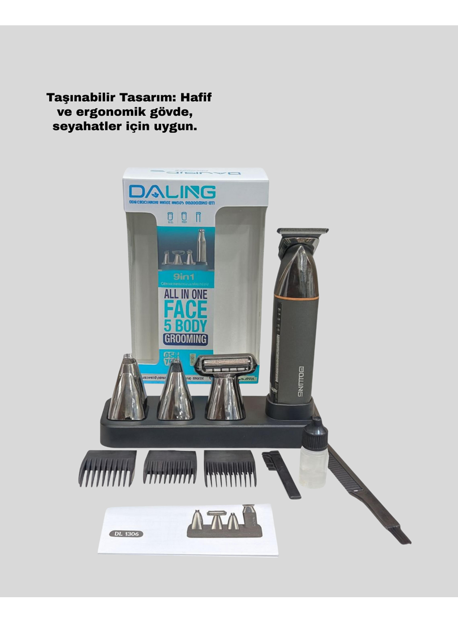 Çok Fonksiyonlu 9’u 1 Arada Tıraş Makinesi Şarjlı Saç Sakal Düzeltici