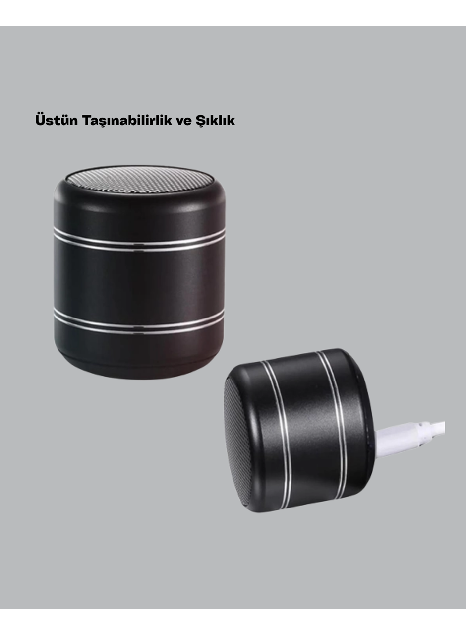 Mini Silindir Kablosuz Hoparlör Güçlü Ses 4W Bas + TWS Senkron Özellik