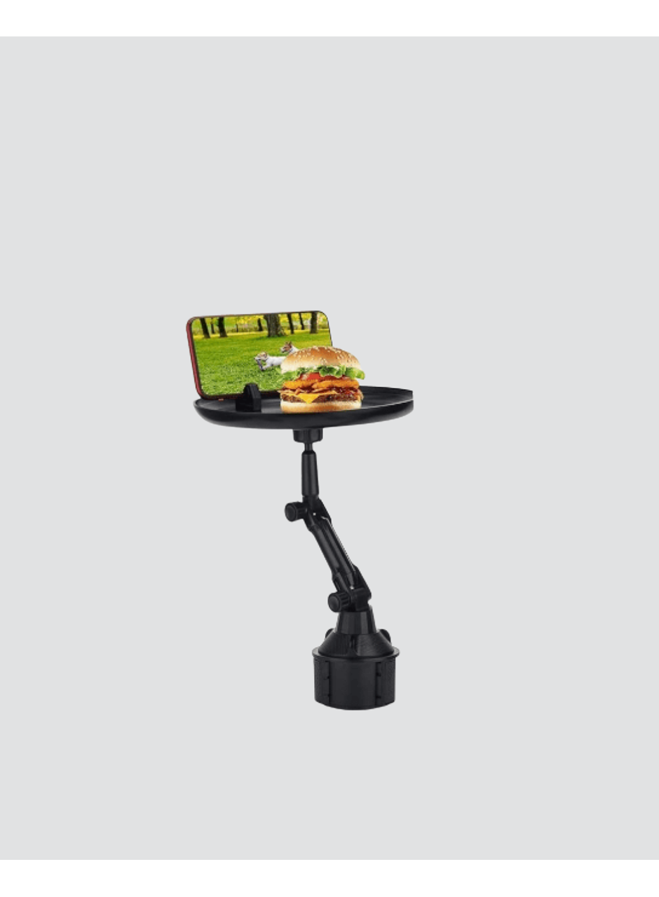 360° Döner Araç Bardaklık Tepsisi Geniş Yemek Alanlı Telefon Standlı
