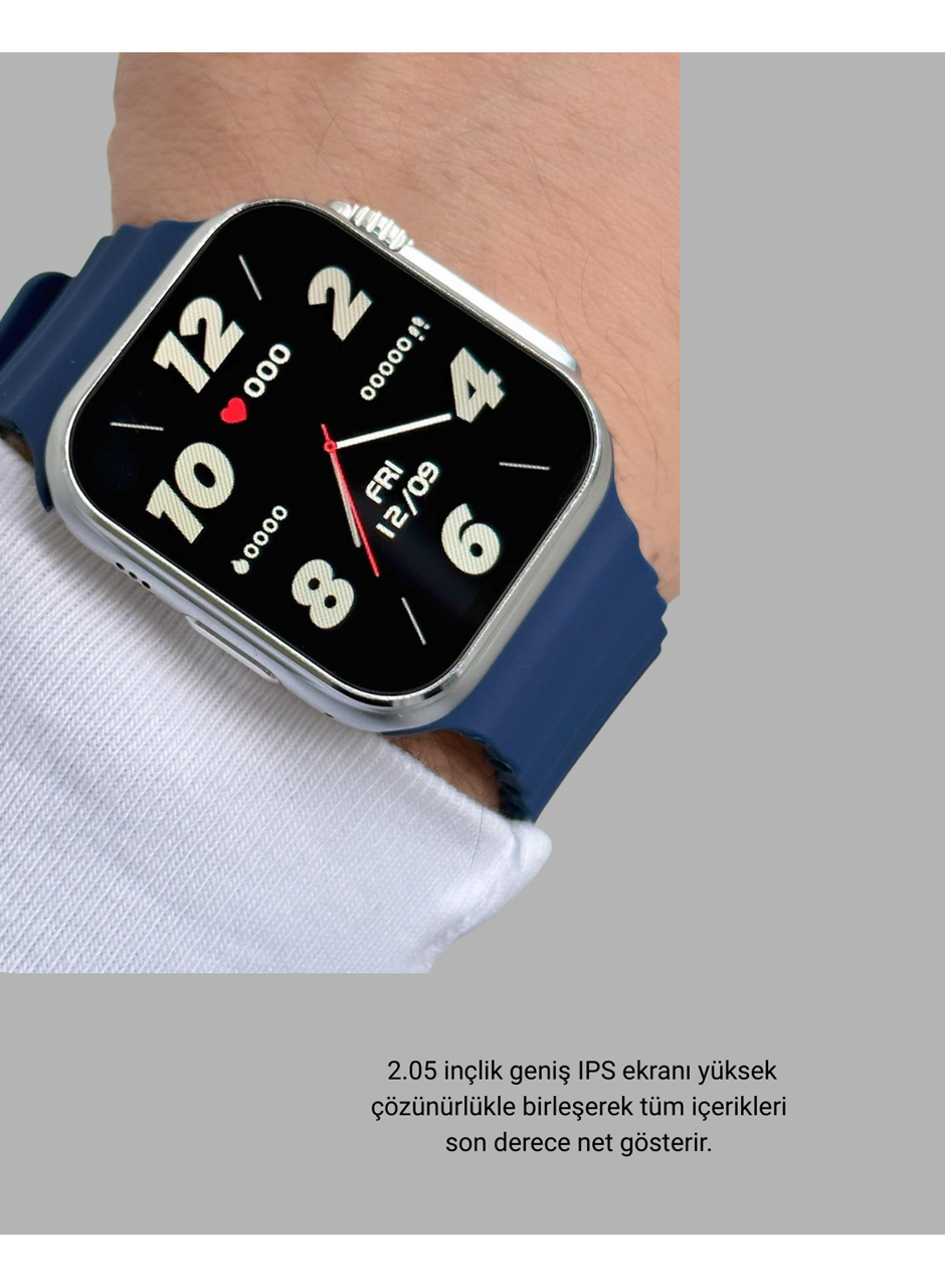 Ultra Akıllı Saat 2.05 İnç Büyük Ekran Bluetooth Aramalı IP67
