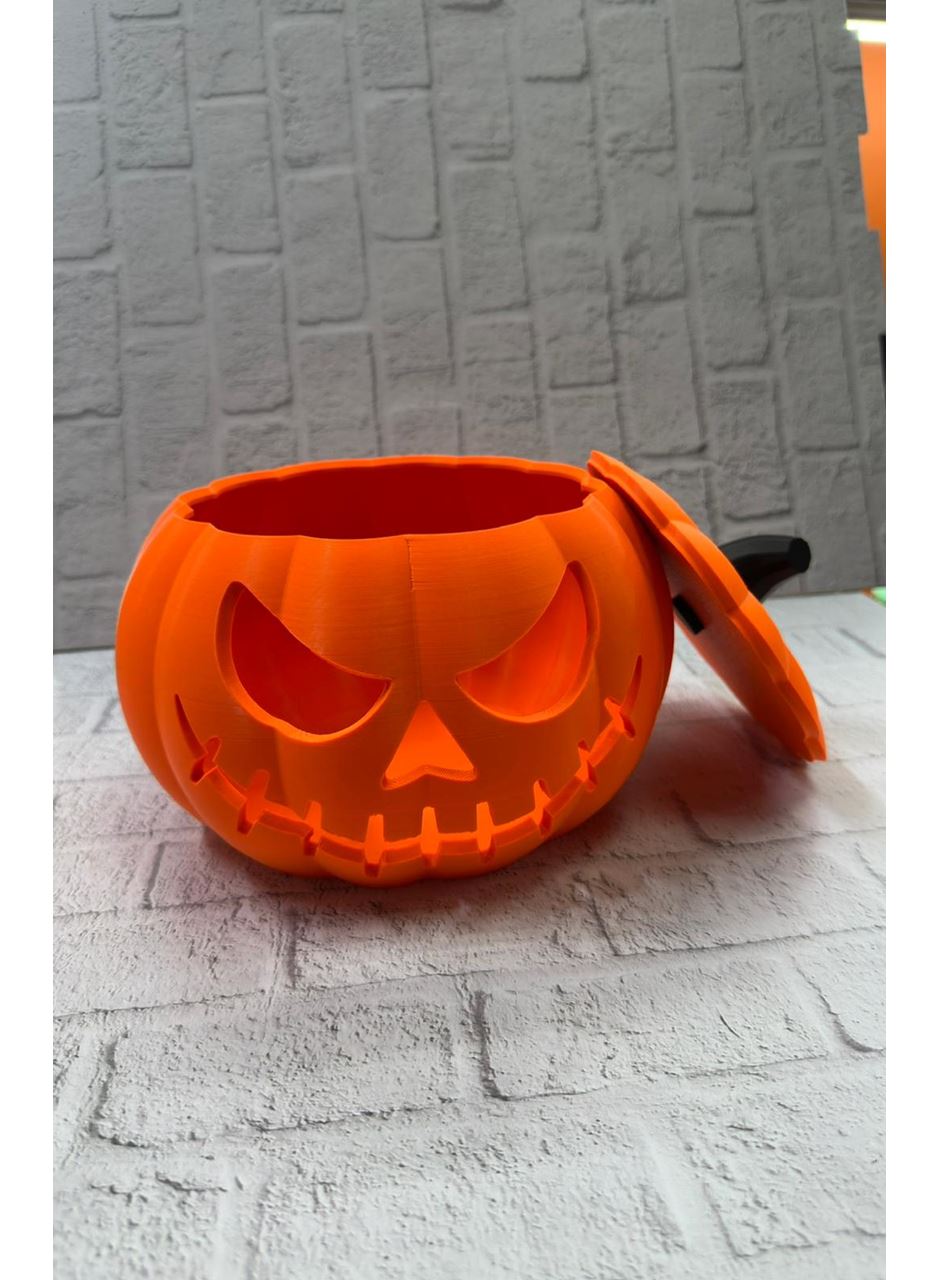 Kapaklı Balkabağı Dekor Kutusu 21×15 cm Halloween Temalı Saklama