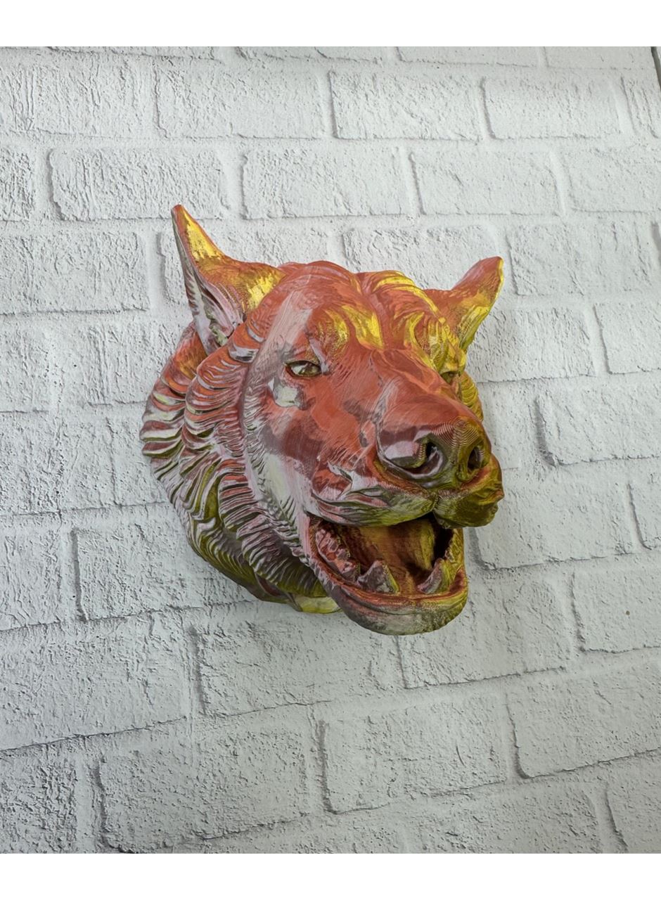 Gold Kurt Duvar Aksesuarı Asılabilir 3D Dekoratif Heykel 25x19 cm