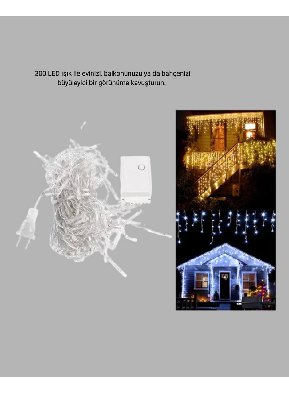 3x3 Perde LED Işık Şelale Model Özel Gün Dekoratif Aydınlatma