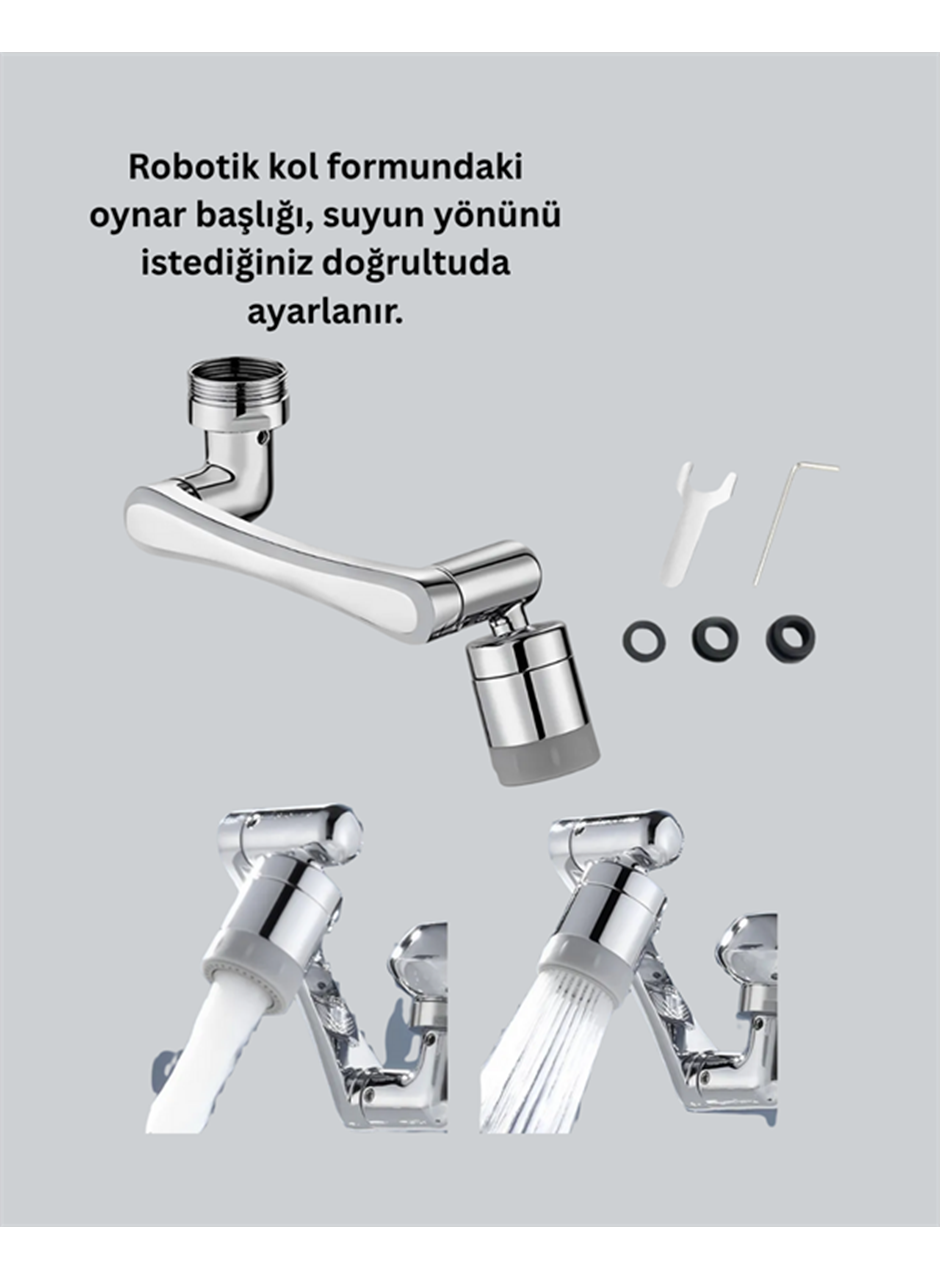 Esnek 1080° Musluk Başlığı 3 Eklemli Hareketli Su Modlu Lavabo Aparatı