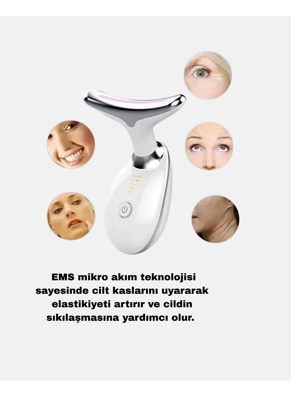 Boyun ve Gıdı Toparlayıcı EMS Cilt Sıkılaştırıcı 7000 Titreşim Isı Terapisi