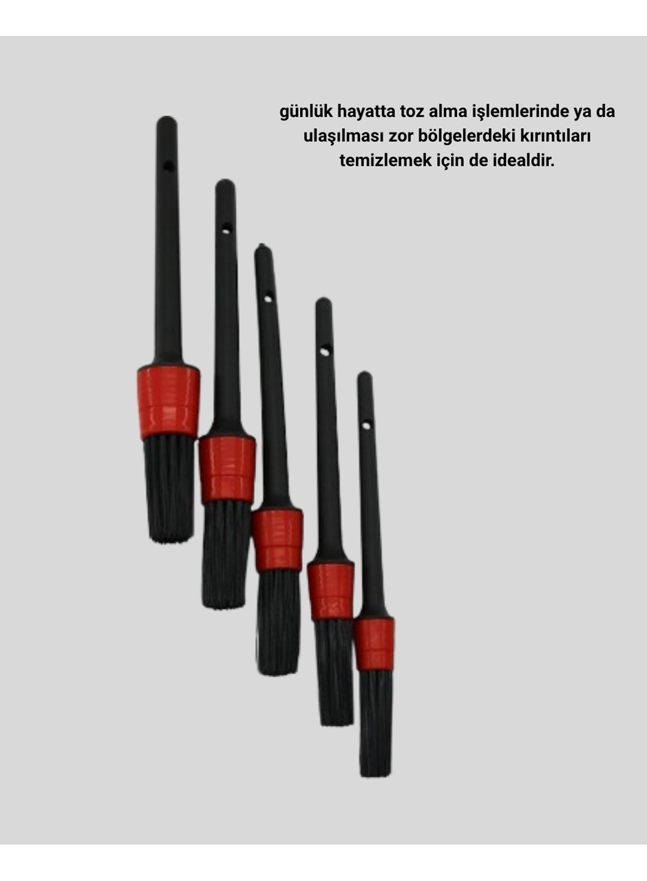 Araç Detay Temizlik Fırçası 5’li Set Çizmeyen Kıl Çok Yönlü Kullanım