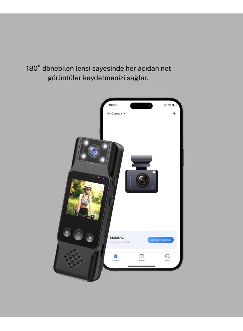 Mini Güvenlik Kamerası 1080P 3MP Fotoğraf 180° Ayarlanabilir Lens USB Şarjlı