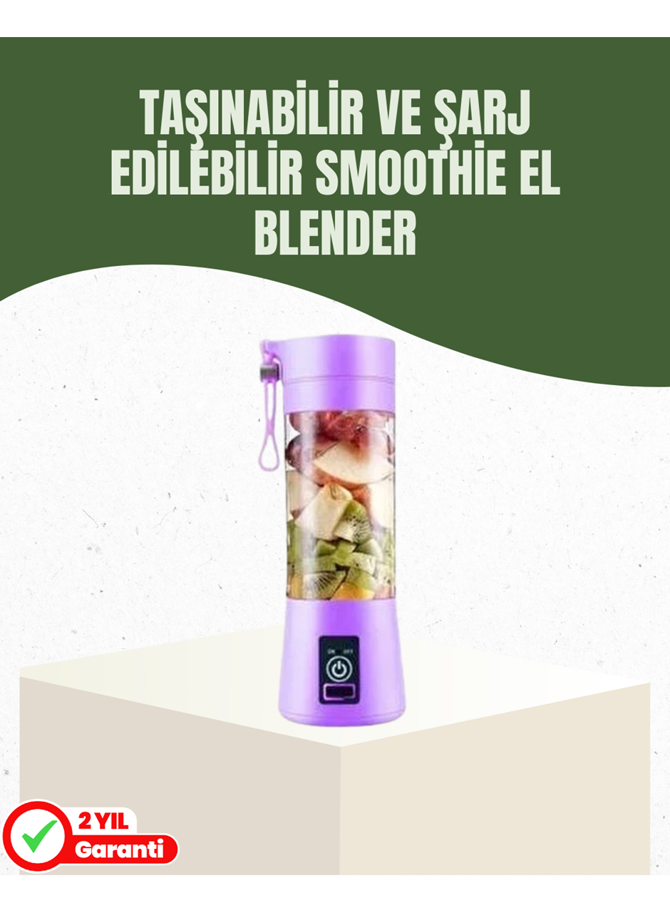 USB Şarjlı Portatif Blender 380ml Çelik 304 Bıçaklı Mobil Smoothie Maker