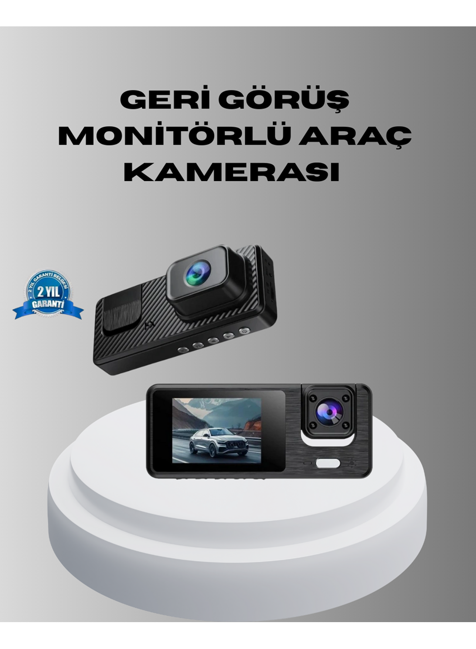 Park Modlu 3 Kameralı Araç Kayıt Cihazı 1080P Ön Kamera 2’’ Ekran