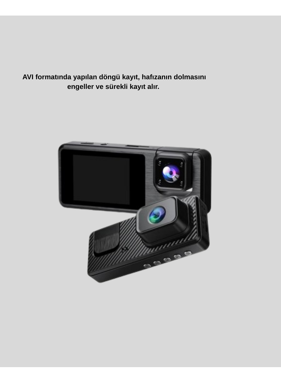 Full HD 3'lü Araç Kamerası Geri Görüş Destekli Park Modlu 1080P DVR