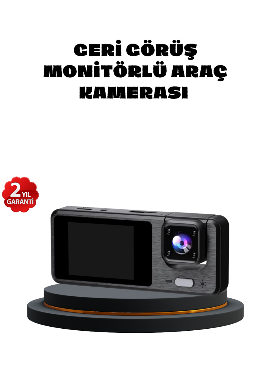3 Kameralı Araç DVR 1080P Ön + HD Arka + İç Kamera Döngü Kayıt 2’’ Ekran