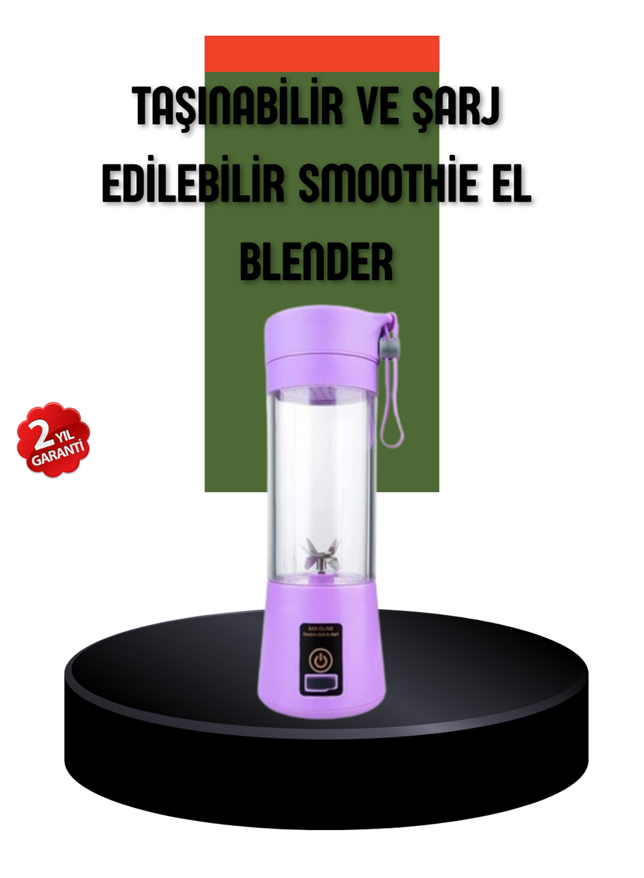 Taşınabilir USB Şarjlı Mini Smoothie Blender 380ml Çelik Bıçaklı Portatif