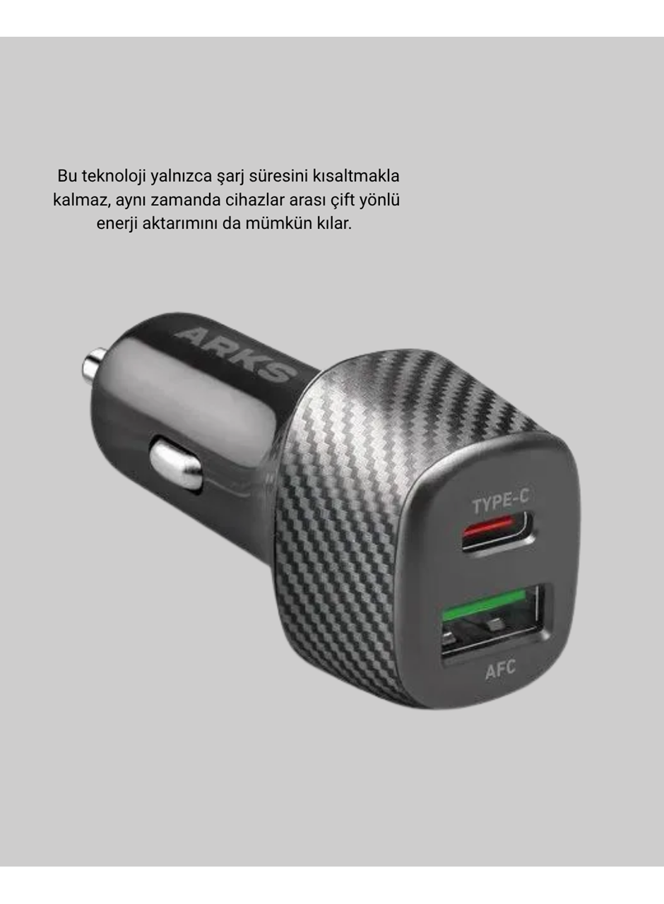 Araç Tipi Hızlı Şarj Adaptörü Type-C PD USB Çift Port Kompakt