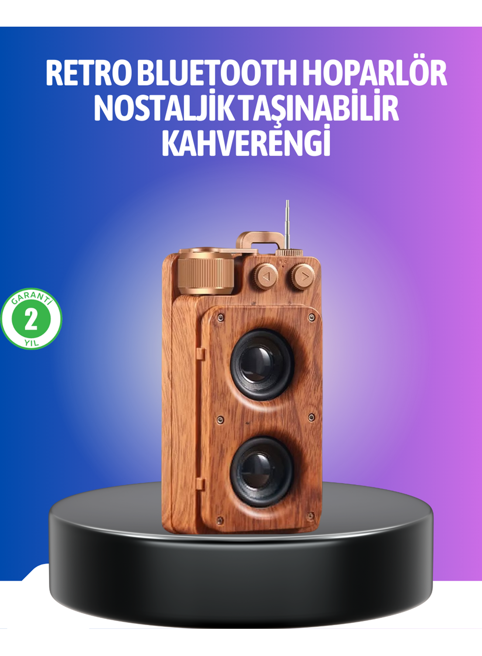 Vintage Tasarımlı Bluetooth Hoparlör Uzun Pil Ömürlü ve FM Destekli