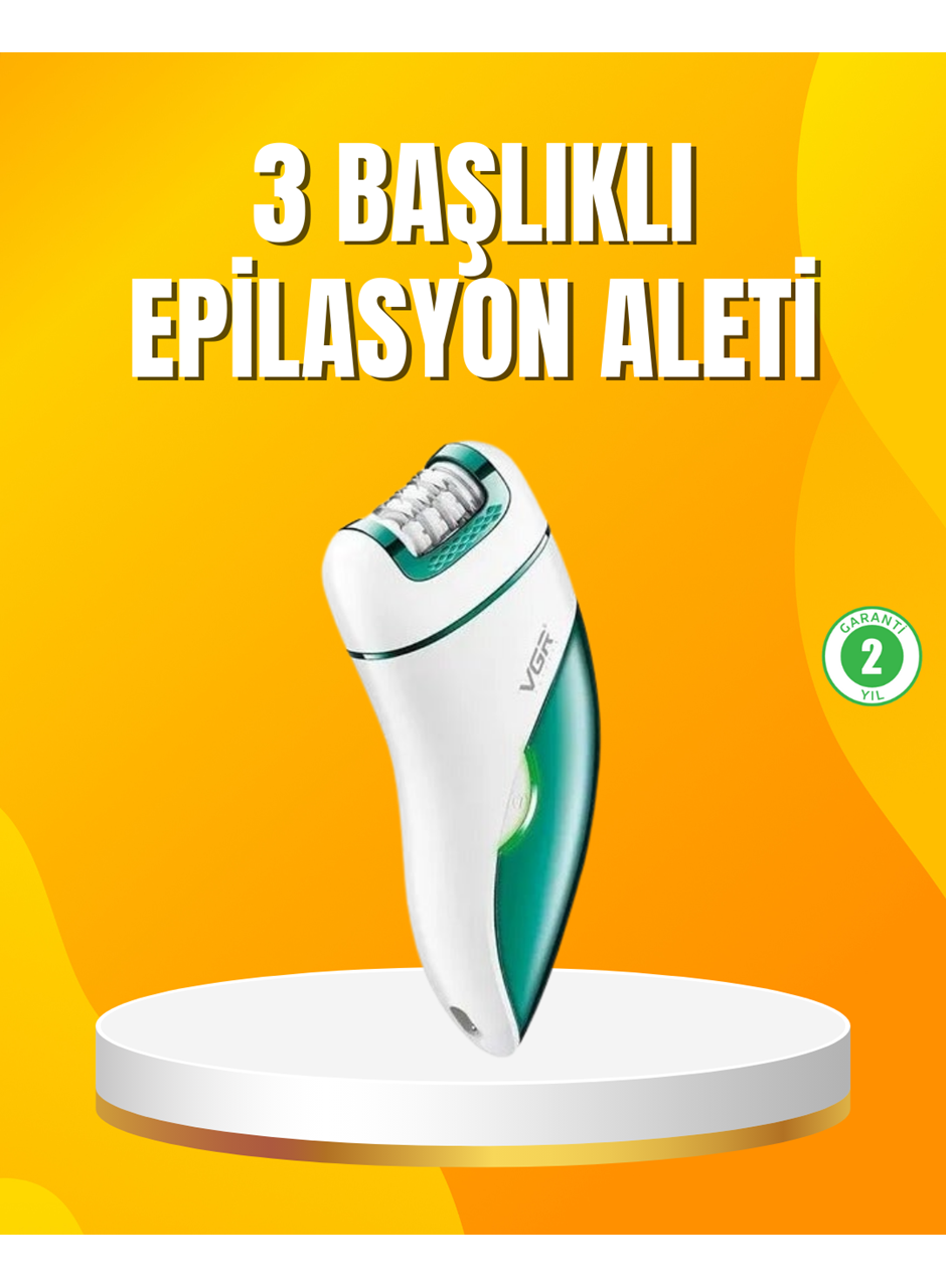 Şarjlı 3’ü 1 Arada VGR Epilatör LED Işıklı Suya Dayanıklı Hassas Bölge Epilasyon Makinesi