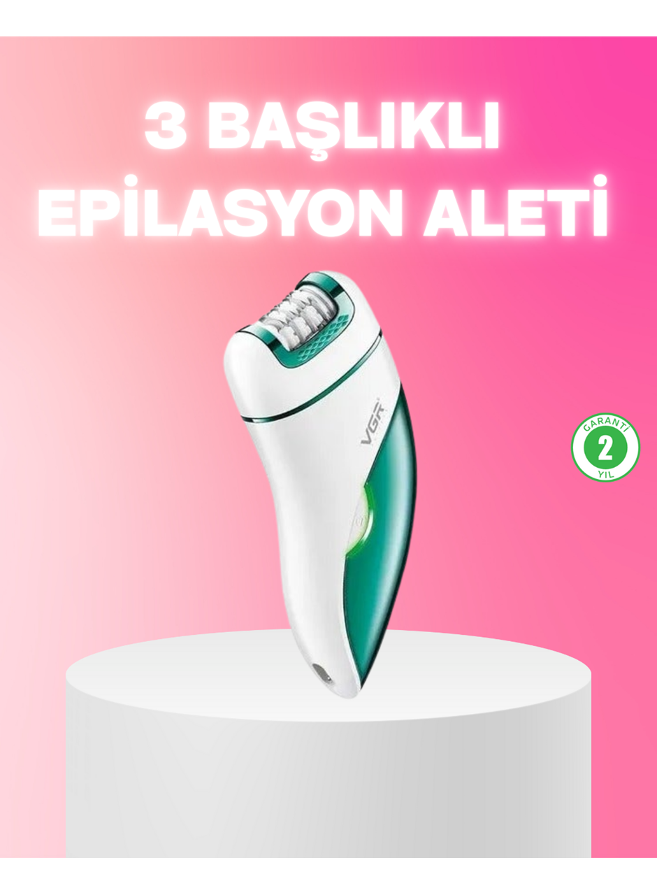 3 in 1 Epilatör Metal Başlıklı IPX5 Su Geçirmez 90 Dakika Şarjlı Epilasyon Cihazı