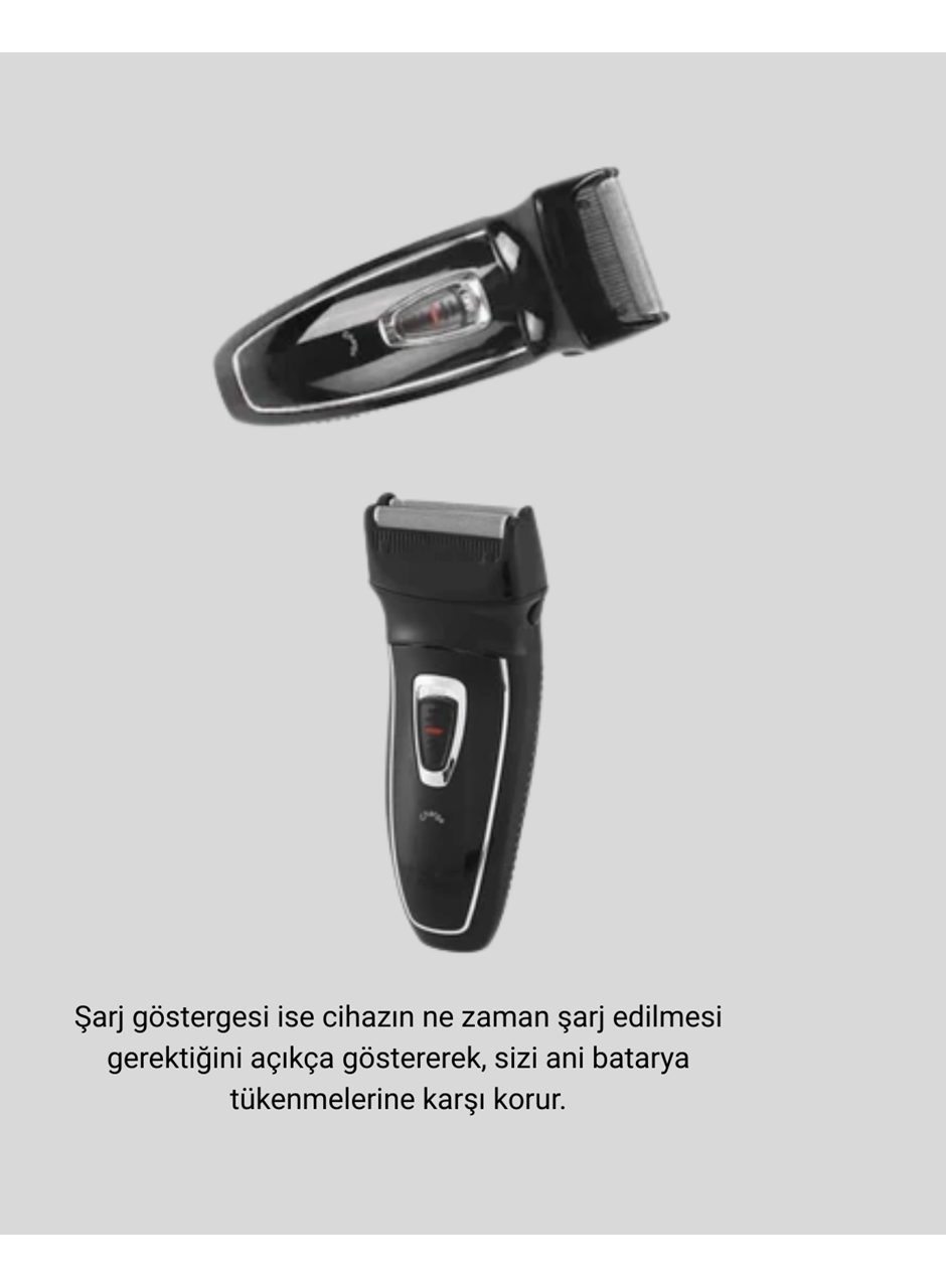 Şarjlı Kablosuz Tıraş Makinesi Çift Başlık Kuru Tıraş Ergonomik Taşınabilir