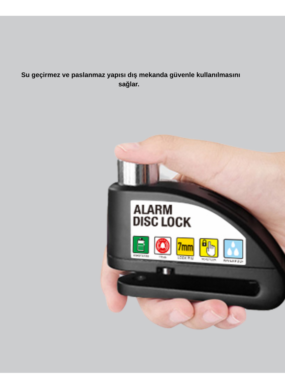 110 dB Alarmlı Disk Fren Kilidi Su Geçirmez Çelik Gövde Motosiklet Güvenlik