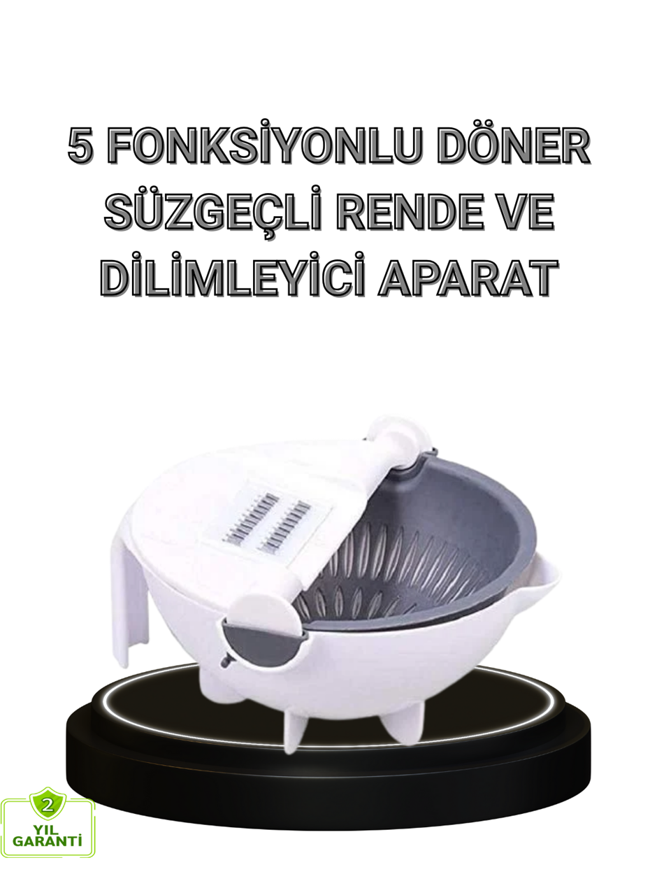 Çok Fonksiyonlu Döner Rende Süzgeç Hazneli Ergonomik Sebze Doğrayıcı