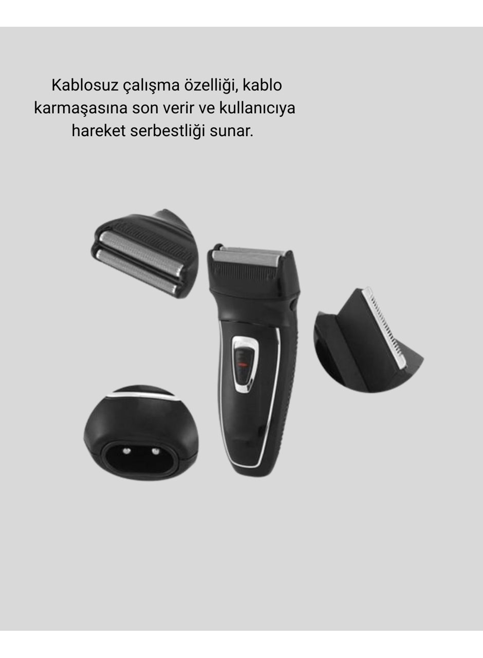Kablosuz Tıraş Makinesi Çift Başlıklı Kuru Tıraş Folyo Başlık Şarj Göstergeli