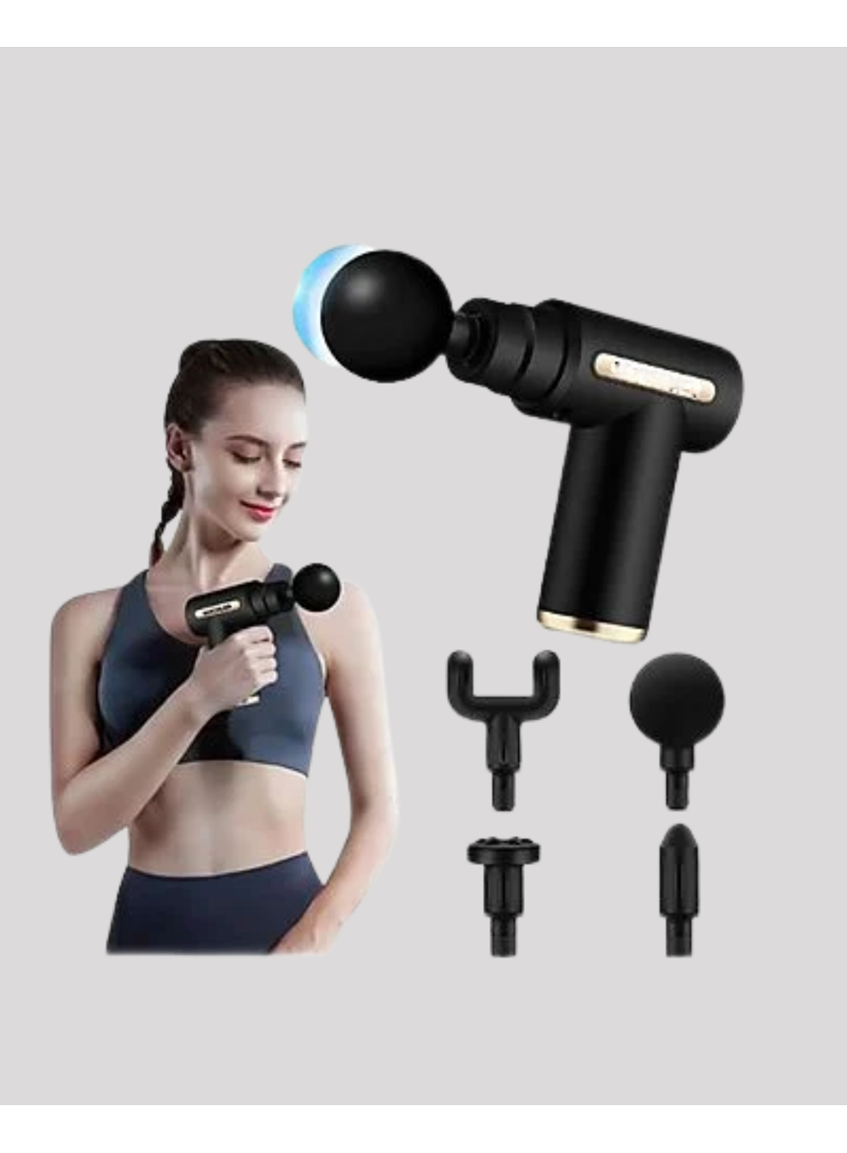 Profesyonel Masaj Tabancası 6 Kademeli Derin Kas Terapisi 4 Başlıklı Şarjlı Sessiz Motor