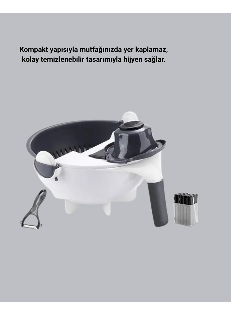 Çok Fonksiyonlu Döner Rende Süzgeç Hazneli Ergonomik Sebze Doğrayıcı