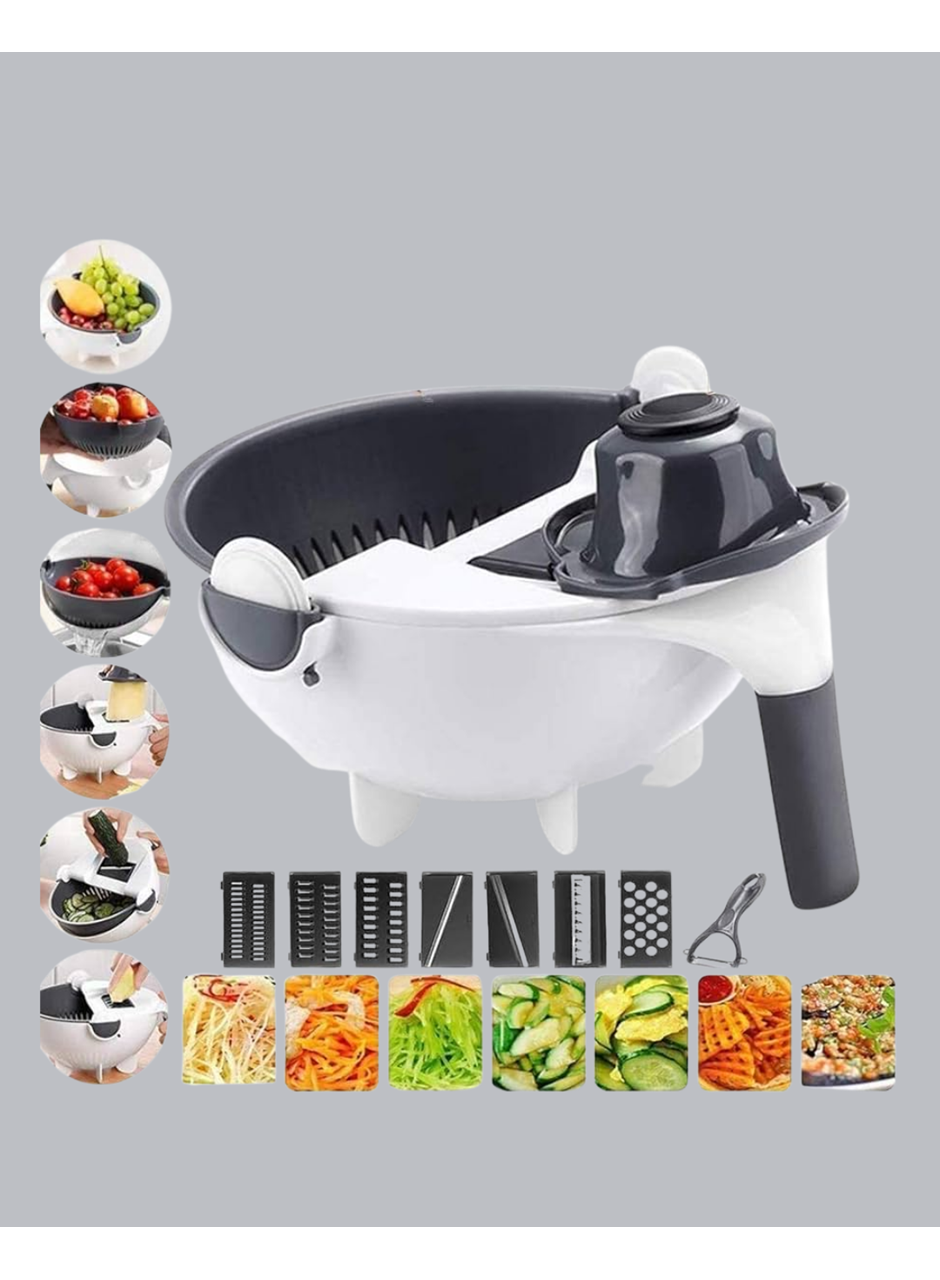 5 Fonksiyonlu Döner Rende Süzgeçli Çok Amaçlı Sebze Doğrayıcı Kaymaz Tabanlı