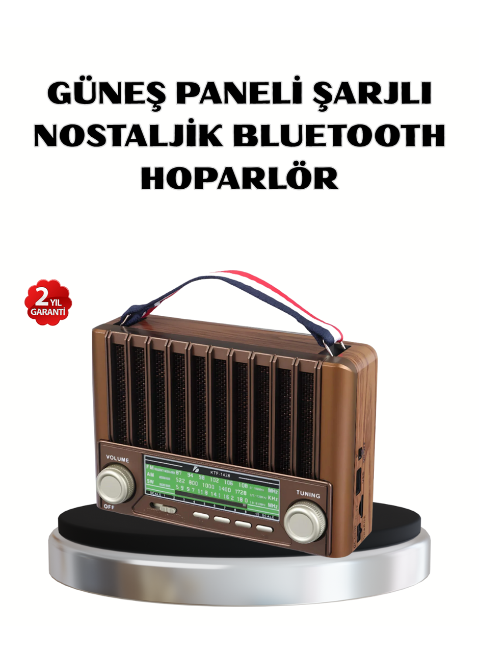 Solar Hoparlör Bluetooth FM AM SW Radyo Çok Fonksiyonlu Şarjlı