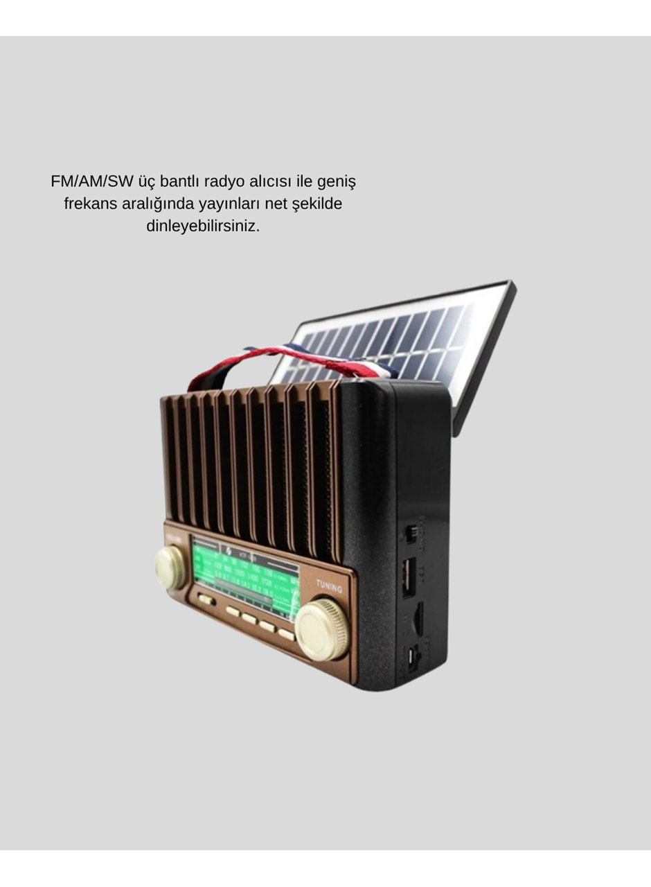Solar Hoparlör Bluetooth FM AM SW Radyo Çok Fonksiyonlu Şarjlı