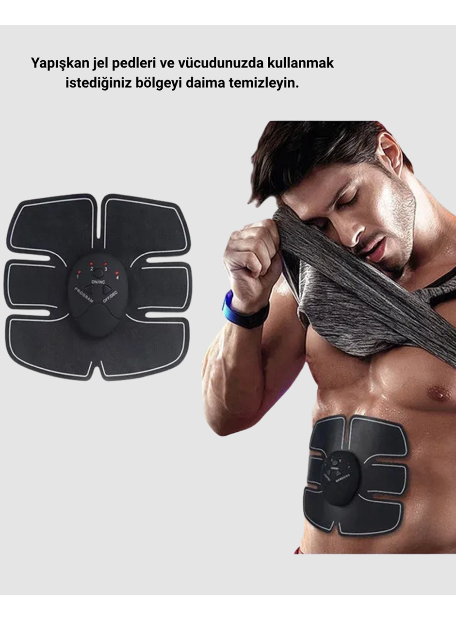 EMS Vücut Geliştirici Göbek ve Kol Pedli 6 Modlu Akıllı Kas Cihazı