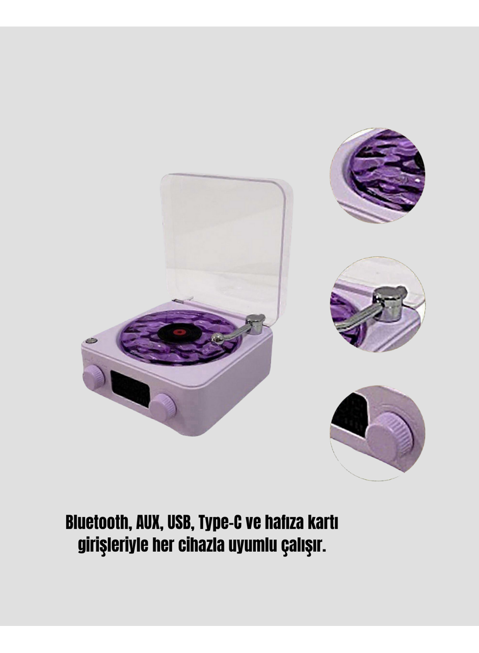 Bluetooth Retro Pikap Hoparlör 360 Derece Ses Projektörlü Gece Lambası Çok Fonksiyonlu