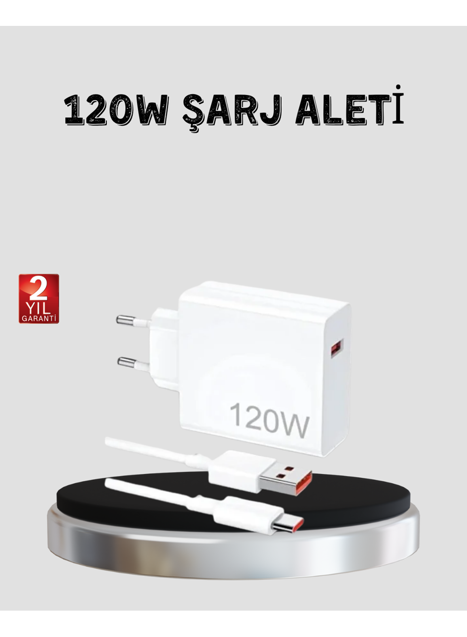 120W Hızlı Şarj Başlığı Ultra Güçlü Type-C Adaptör Kablo Dahil