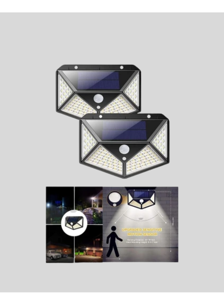 100 LED Solar Lamba Hareket Algılamalı Bahçe Duvar Dış Mekan Aydınlatma