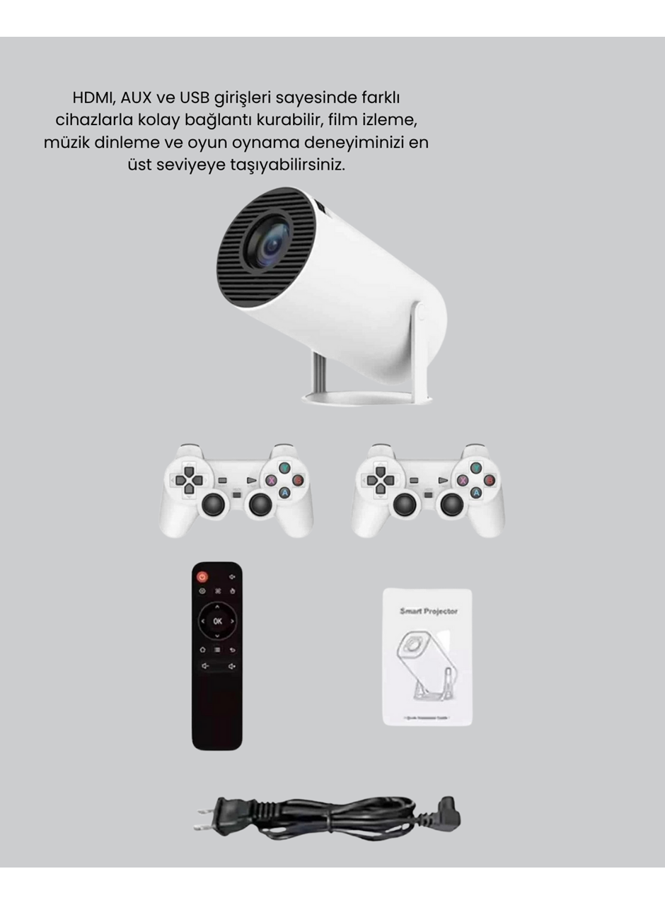 Taşınabilir Projeksiyon Cihazı 4K Destekli Wi-Fi Kablosuz Ekran Yansıtma