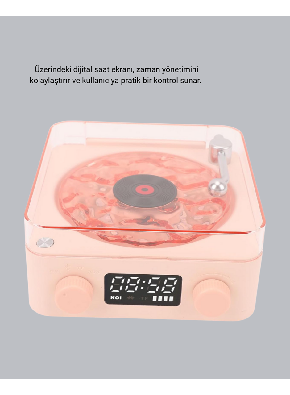 Gece Lambası Stereo Bluetooth Hoparlör Dijital Saat Su Dalgası Efektli 3-ü-1 Cihaz