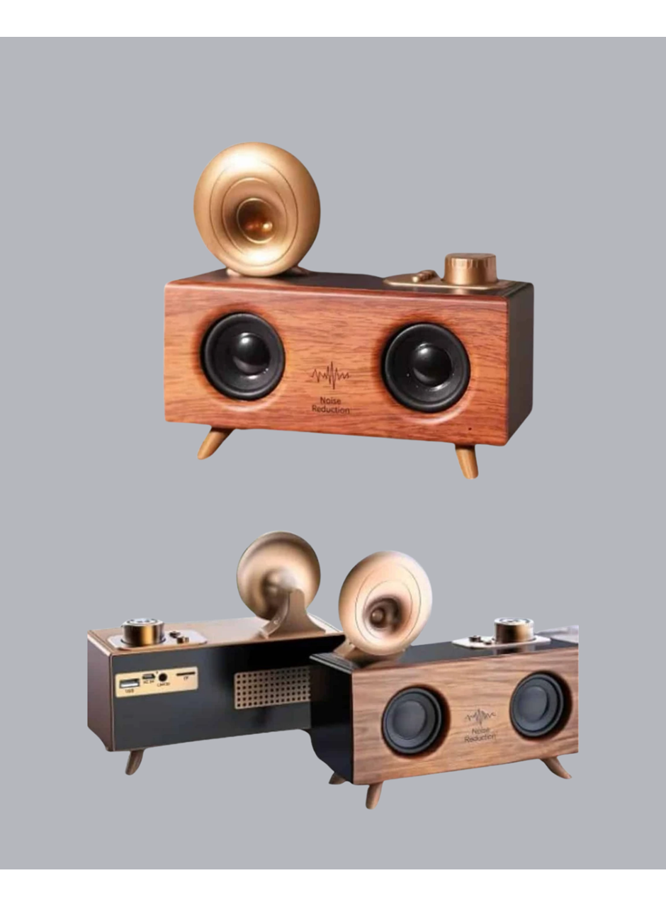 Gramafon Tasarımlı Bluetooth Hoparlör 3D Ses Teknolojili Çok Fonksiyonlu