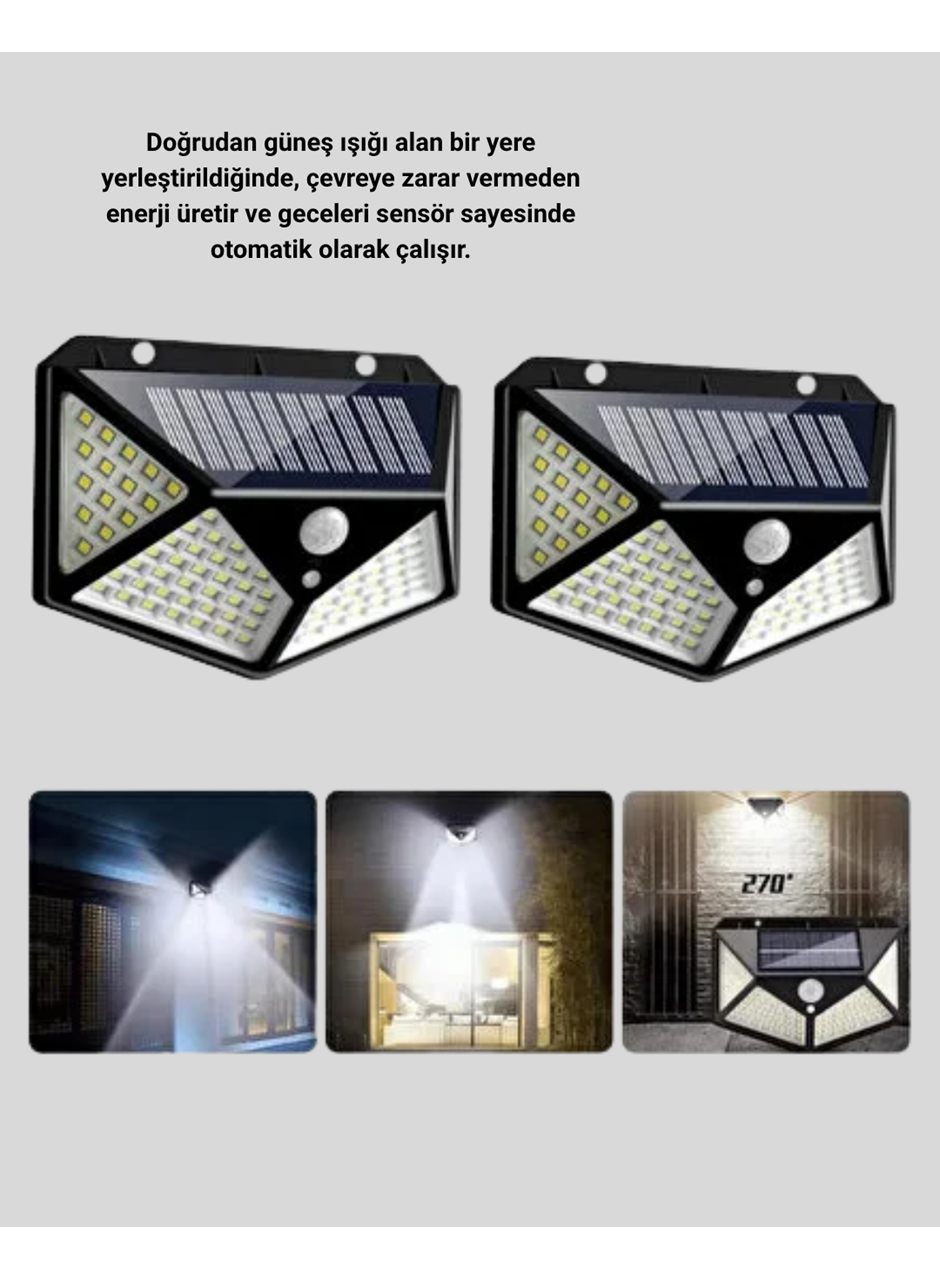 Güneş Enerjili Aydınlatma 100 LED Sensörlü Solar Dış Mekan Lamba