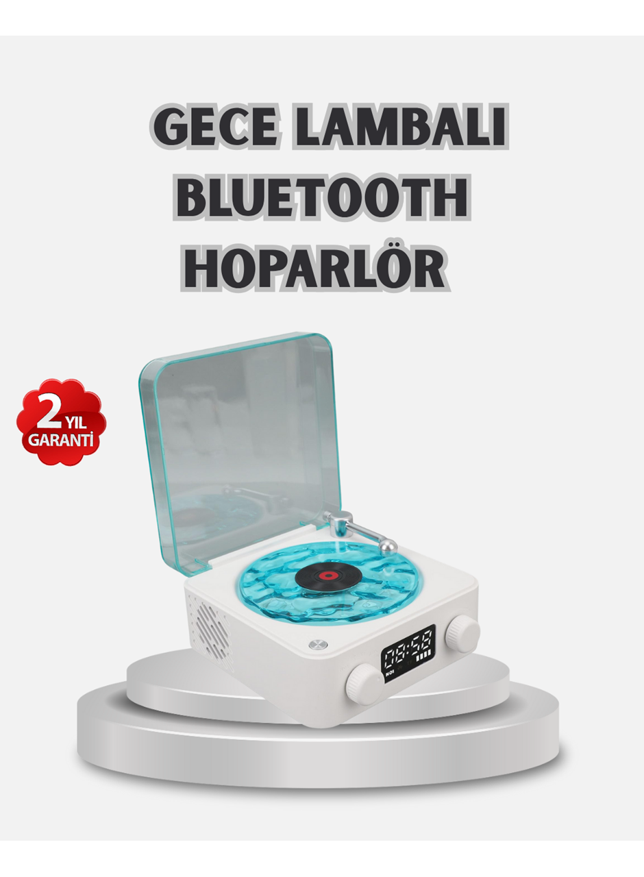 3-ü-1 Gece Işığı Bluetooth Hoparlör Dijital Saat Vintage Plak Çalar Tasarımlı