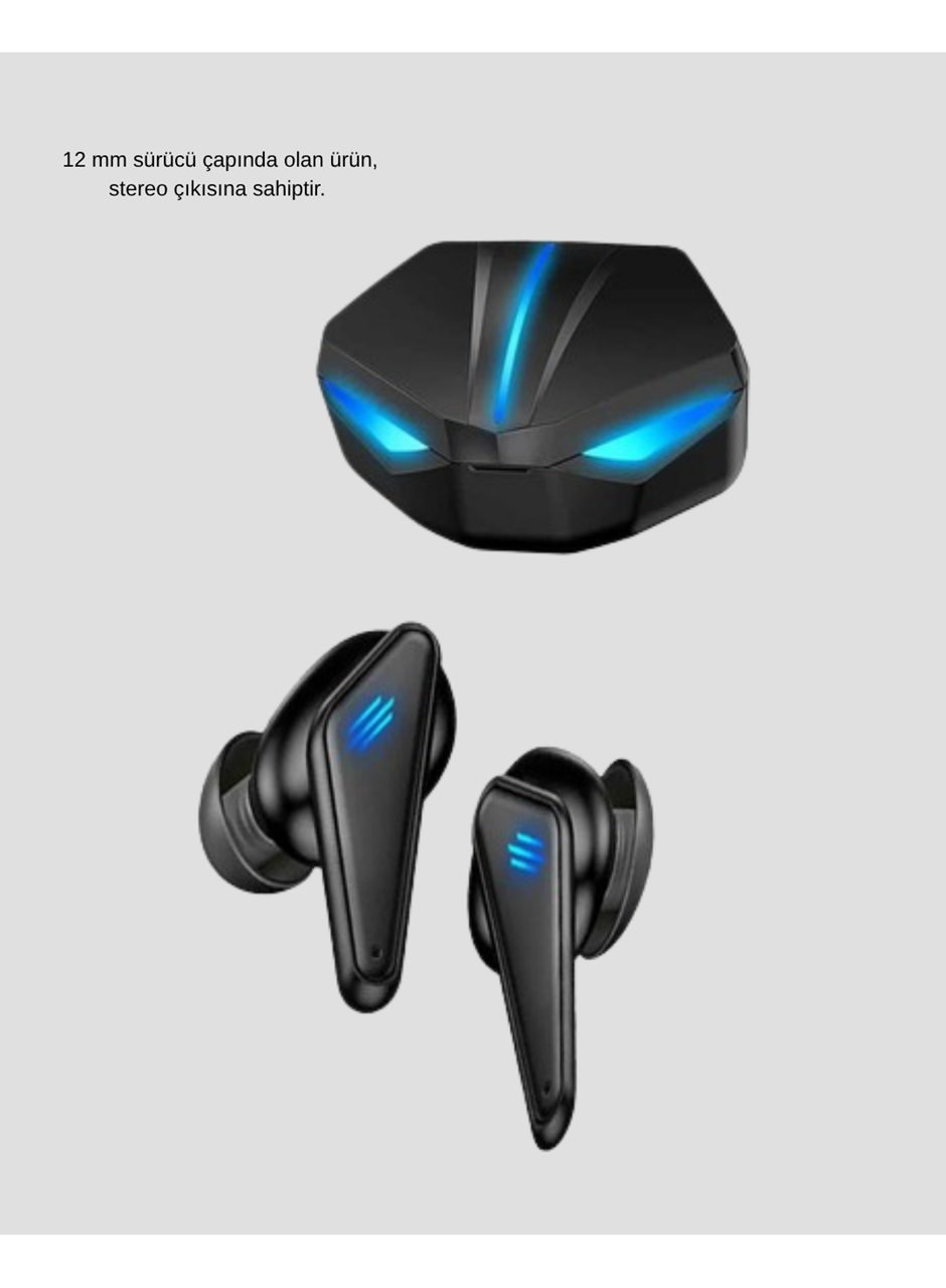 Gaming Bluetooth Kulaklık Pasif Gürültü Önlemeli 12mm Sürücülü
